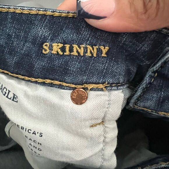 American Eagle Blue Extreme Flex 4 Distressed Skinny Jeans Size 33W 30L - Picture 11 of 13